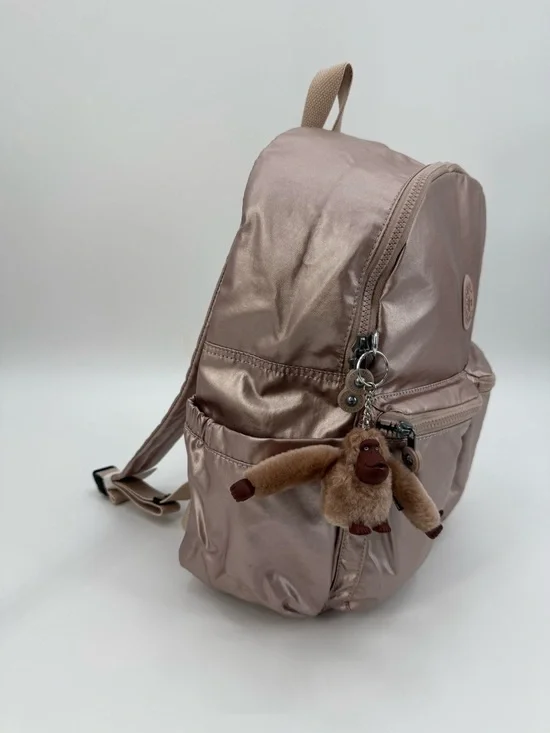 Kipling Charnell 11.5" LapTop Rose Gold Metallic Backpack with Monkey Charm - Picture 8 of 17